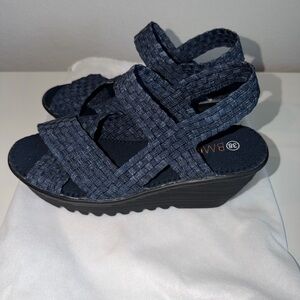 Stylish Blue Jean / Navy Wedge Sandals
